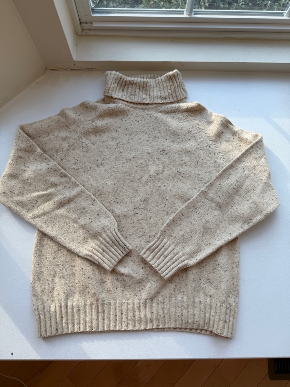 Jeanne Pierre Beige Speckled Turtleneck Sweater Cozy Neutral Knit Xl